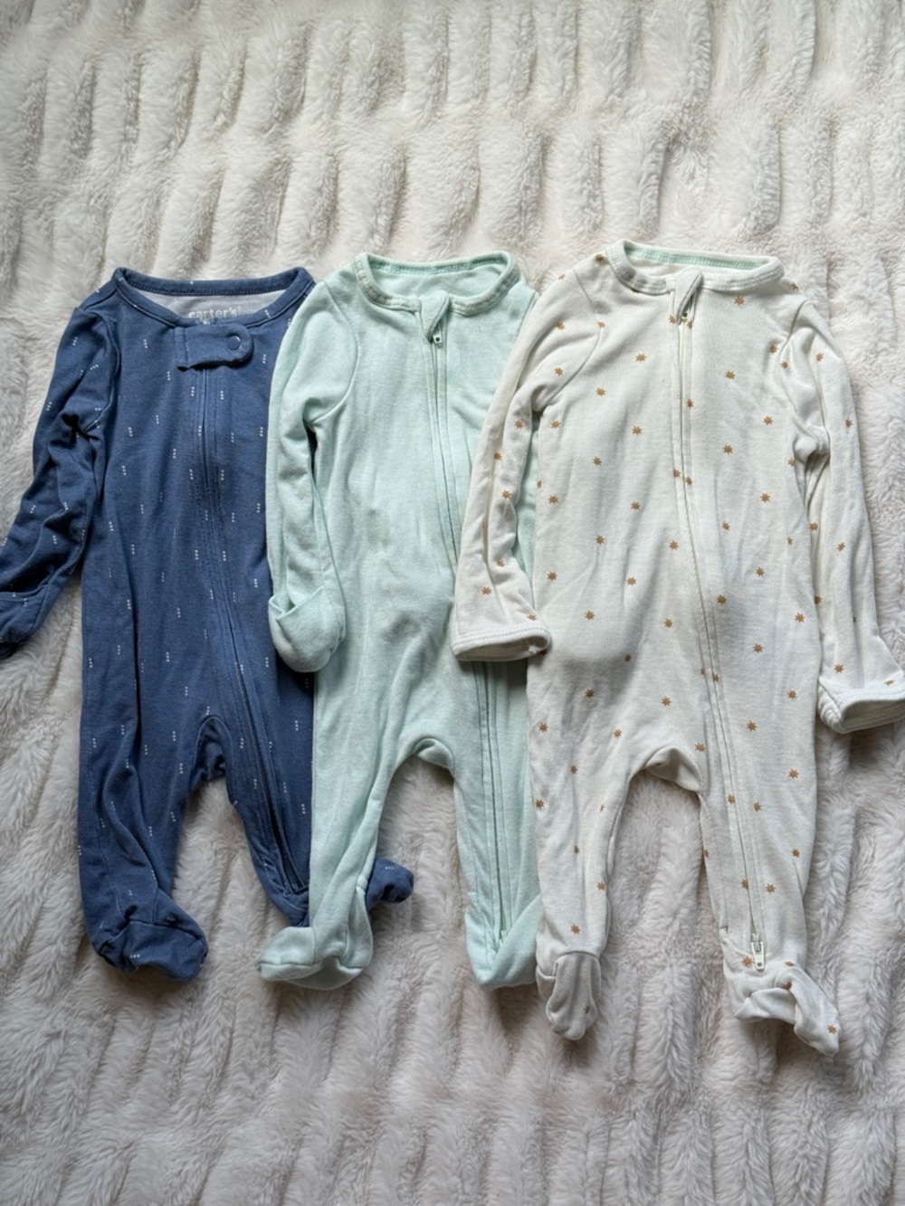 Carters Cloud Island Newborn Kids Footed One-Piece Sleepers - Pack of 3
